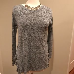 aerie Long Sleeve Top With Ruffles on Sides at Hip